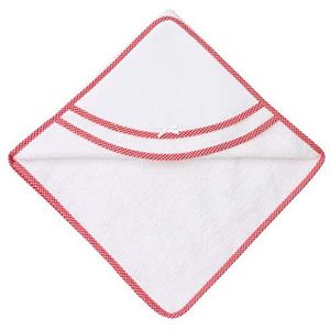 FILET Driehoekige badjas, voor baby's en peuters, met zak in hartvorm, van Aida-stof om op te borduren, wit, kleur rood, 0-12 maanden