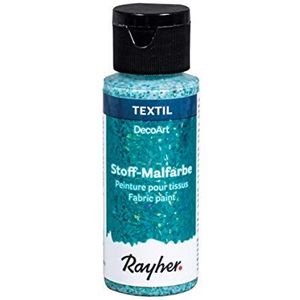 Rayher 38465404 Stofverf Extreme Glitter, turquoise, fles 59 ml, textielverf met glittereffect, geen fixatie nodig