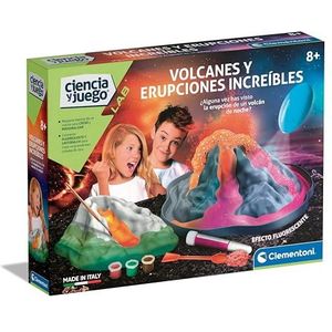 Clementoni Glanzende vulkaan, een wetenschappelijk en pedagogisch spel om een vulkaan te creëren die uitbarst en in het donker oplicht, vanaf 8 jaar (55542)