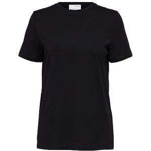 SELECTED FEMME Slfmyessential Ss O-Neck Tee Noos T-shirt voor dames, zwart, L