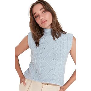 TRENDYOL Knitting Detailed Knitwear Sweater, Blue, S, blauw, S