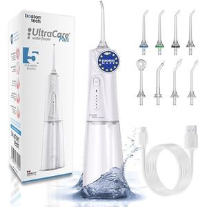 Aquapik® Waterflosser UltraCare Travel | Verwijdert Tandplak + Aanbevolen door Tandartsen + Beschermt Implantaten en Beugels | Waterflosser met 8 Mondstukken + 4 Gebruiksmodes + Reservoir van 300 ml