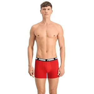 PUMA heren Ondergoed Basic Boxers, Rot / Zwart, L