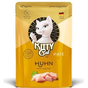 KITTY Cat Paté kip, 6 x 85 g, natvoer voor katten, graanvrij kattenvoer met taurine, zalmolie en groenlipmossel, compleet voer met een hoog vleesgehalte, Made in Germany