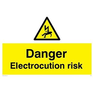 Viking Signs WE79-A2L-1M ""Danger Electrocution Risk"" Sign, 1 mm Semi-Rigid Kunststof, 400 mm H x 600 mm W