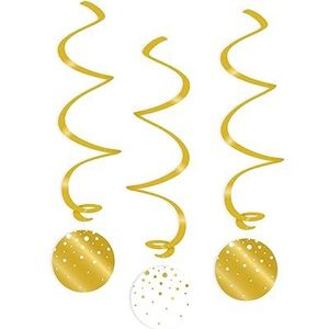 PD-Party 7023114 Hangende Swirl Decoratie | Hanging Swirls | Feest | Viering - Bubbles, Goud/Wit, 14cm Lengte x 14cm Breedte x 70cm Hoogte