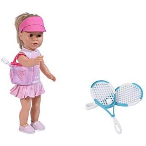 The New York Doll Collection Tennis Kleding Voor 18 Inch / 46cm Poppen - Inclusief Rackets, Jurk en Pop Roze GLB - Poppen Tennis Speelset - Poppen Tennis Kleding - Pop Accessoires