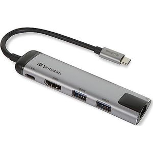 Verbatim USB-C multiport-adapter met USB 3.0 - HDMI, 4K, USB-C-hub met snellaadverbinding voor laptop, MacBook