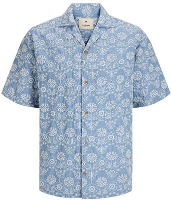 JACK & JONES - Overhemd - Camel/Wit - Comfort Fit - Katoen - Bloemenprint