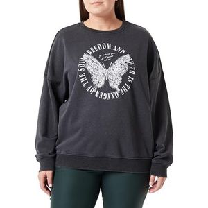 ONLY CARMAKOMA Carlucinda L/S Wings O-Neck SWT Sweatshirt voor dames, zwart/print: freedom, 46-48 grote maten