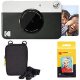 KODAK Printomatic Instant Camera (Zwart) Basisbundel + Zink Papier (20 Vellen) + Luxe koffer