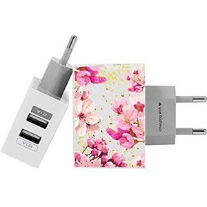 Gocase Rose Gold Wall Charger | Dual USB-oplader | Compatibel met iPhone 11 Pro Max XS Max X XR Samsung S10 + Huawei P30 P20 LG Sony | Voeding Wit 1 A / 2.1 A