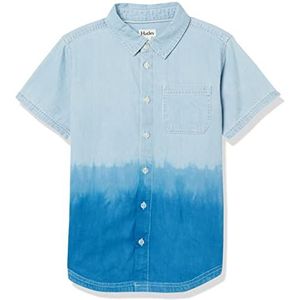 Hatley Jongen T-shirt met korte mouwen en knoopsluiting, denim dip Dye, 5 jaar