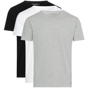 Tommy Hilfiger Heren Stretch CN TEE SS 3PACK S/S T-shirt, zwart/wit/grijs Heather, L, Zwart/Wit/Grijs Heather, L