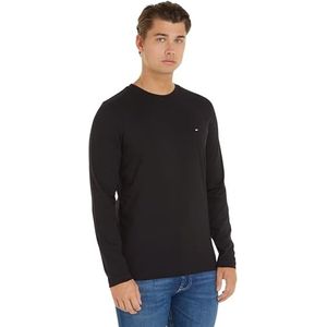 Tommy Hilfiger Heren T-shirt Tommy Logo Long Sleeve Tee met ronde hals Slim Fit, zwart, 3XL