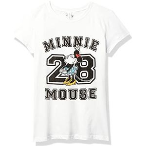 Disney Characters Minnie Mouse Collegiate Girl's Solid Crew Tee, wit, XS, Weiß, XS