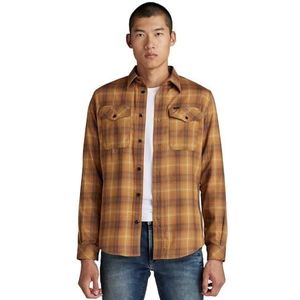 G-Star RAW Marine Slim overhemd, Meerkleurig (Oxide Ocre Carter Check D20165-d196-d408), S