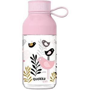 Quokka Kids Ice met hanger - Birds 430 ml | Herbruikbare waterfles van Tritan, BPA-vrij, brede opening om te vullen en met lekvrije stop