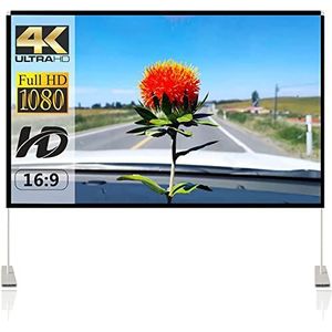 Projectiescherm met standaard 120 inch draagbaar projectiescherm 16:9 4K HD projecties aan de voorkant voor projecties filmscherm met draagtas voor binnen buiten thuisbioscoop achtertuin bioscoop