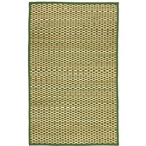 Monbeautapis 608603 Raphia katoenen tapijt 90 x 60 cm, katoen, groen, 90x60x10 cm