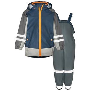 Playshoes Regenset, tweedelige 3-in-1 regenjas en regenbroek, fleecevoering, 3-in-1 marine-grijze fleece, 128