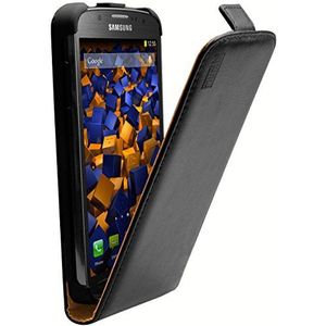 mumbi Echt lederen flip case compatibel met Samsung Galaxy S4 Active hoes lederen tas case wallet, zwart