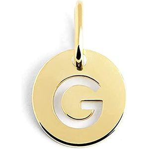 SINGULARU - Mini Medallion Letter Gold - hanger van 925 sterling zilver met verguld 18 kt - hanger letters A - Z - Charm combineerbaar met ketting - damessieraden, Eén maat, Geelgoud, Geen edelsteen