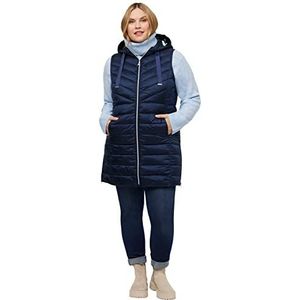 Ulla Popken Dames gewatteerd vest met capuchon, marine, 58/60, marineblauw, 58-60
