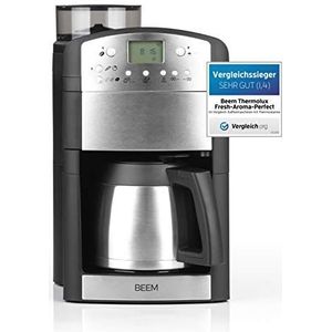 BEEM Fresh-Aroma-Perfect Thermolux | Koffiemachine met molen voor koffiebonen en filterkoffie | 1,25 l isoleerkan voor 2-10 kopjes | incl. permanent filter en timer [1000 Watt / zilver]