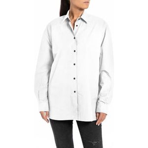 Replay Damesblouse Comfort Fit, 001, wit, M