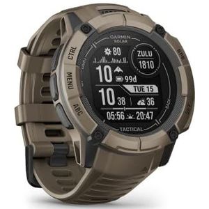 Garmin Instinct 2X Solar Tactical Edition, Smartwatch, Oneindige batterijduur met Solar, Ingebouwde zaklamp, Multi-band GNSS, Coyote Tan