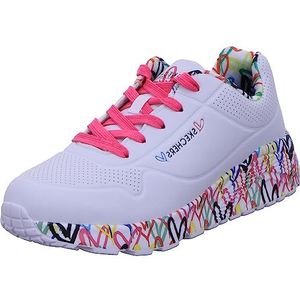 Skechers Uno Lite Mooie Luv meisjes Sneaker, Witte Synthetische H Roze Trim, 37 EU