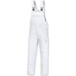 BP Workwear Basic 1482-060-21 tuinbroek - stoffen bretels met rubberen inzetstuk - zakken voor kniebeschermers - puur katoen - slanke pasvorm - maat: 110 - kleur: wit
