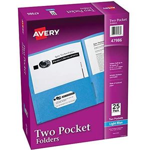 Avery Mappen met 2 vakken No Fastener 25 Covers lichtblauw