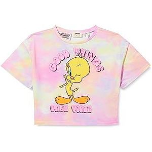 Koton T-shirt voor meisjes, tweety, gelicentieerd, oversized, korte mouwen, ronde hals, tie-dye patroon, Roze Design (2d5), 11-12 Jaar