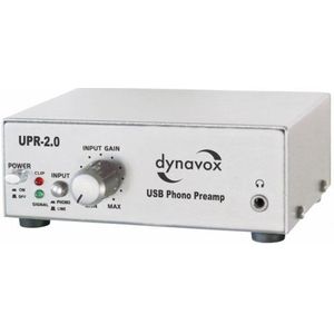 Dynavox Phono-voorversterker UPR-2.0, voor platenspeler met MM-bemonsteringssystemen, USB-uitgang voor het digitaliseren van vinylplaten, zilver