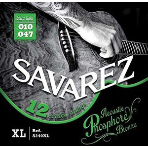 Savarez Snaren 668598 voor akoestische gitaar akoestische fosforbronzen set A240XL 12-string extra light .010