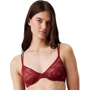 Calvin Klein Dames ongevoerde Demi-Cup BH met beugel, Rood (Syrah), 75A