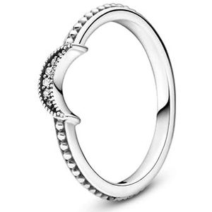 Pandora Passions Sparkling Crescent moon Ring van sterlingzilver met halve maan, heldere zirkoniasteentjes, 58