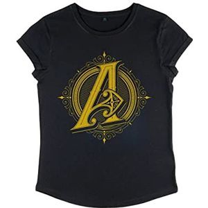 Marvel Dames Avengers Classic Steampunk Avenger Rolled Sleeve T-Shirt, Zwart, S, zwart, S