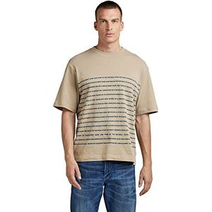 G-STAR RAW Heren Tekst Stripe Boxy r t T-Shirt, Beige/Kaki (Tree House C336-C941), XL