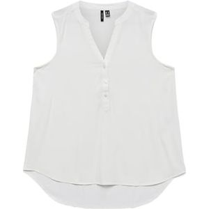 VERO MODA Dames Mouwloze Blouse met V-hals en Knoopsluiting, Colour:White, Size:XS