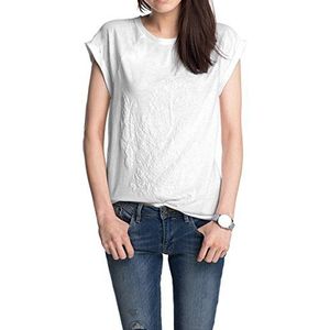 ESPRIT Dames Mit Gummiertem Druck T-Shirt, Wit - Weiß (Wit 100), 38 NL
