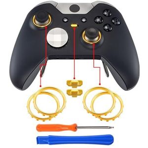 eXtremeRate Matte Chroom Goud Accent Rings Accessoires voor Xbox One Elite, Elite Series 2 Controller, Vervangende Onderdelen Profielschakelaarknoppen voor Xbox One Elite Controller - Pak van 2
