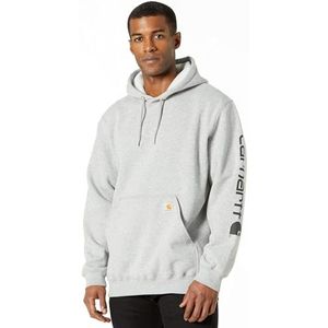 Carhartt Midweight Sleeve Logo Hoodie heren Sweatshirt, Grijs/zwart [Heather Grey/Black], XXL