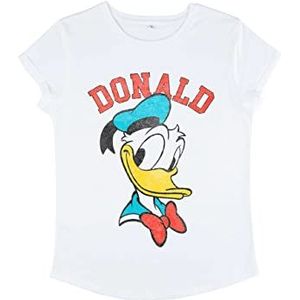 Disney Classics Women's Mickey Classic-Donald Organic Rolled Sleeve T-Shirt, Wit, M, wit, M
