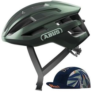 ABUS PowerDome ACE racefietshelm - met ABUS Race Cap - lichte fietshelm met slim ventilatiesysteem - Made in Italy - voor mannen en vrouwen - groen, maat L
