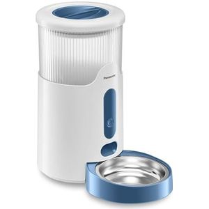 Panasonic CP-JNF01CW Smart Pet Feeder, automatische voederautomaat, katten en kleine, middelgrote honden, 2,8 liter, app-bediening, niveaubewaking, wifi, vaatwasmachinebestendige bak, dual-stroom, wit