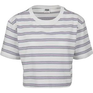 Urban Classics Dames Dames Korte Veelkleurige Stripe Tee T-Shirt, meerkleurig (White/Black/Skyblue/Firered 01687), 5XL Große Größen Extra Tall