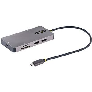 StarTech.com USB C Multiport Adapter, Dual HDMI Video, 4K 60Hz, 2x 5Gbps USB-A Hub, 100W PD Pass-Through, GbE, SD/MicroSD, 30cm Kabel, Travel Dock, Laptop Docking Station,Space Gray